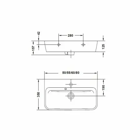 Lavoar pe blat Gala Emma Square dreptunghiular alb lucios 55 cm [2]