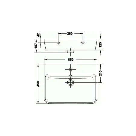 Lavoar pe blat Gala Emma Square dreptunghiular alb lucios 65 cm [2]
