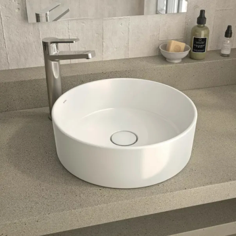 Obiecte Sanitare - Lavoar pe blat Gala Hera finisaj alb lucios 36 cm forma rotunda