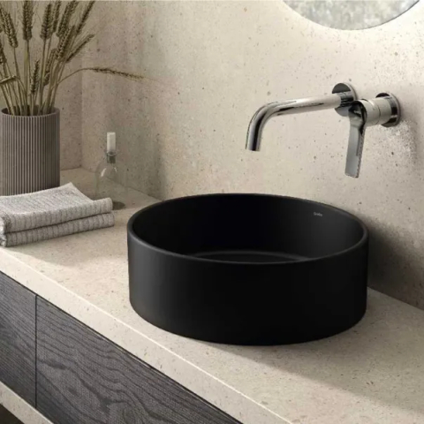 Obiecte Sanitare - Lavoar pe blat Gala Hera finisaj negru mat 36 cm forma rotunda