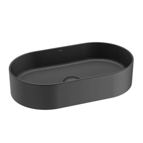 Obiecte Sanitare - Lavoar pe blat Gala Kemet finisaj negru mat 53x31 cm ovala cu ventil Click-Clack