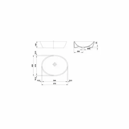 Lavoar pe blat Gala Soft fara orificiu baterie 57.5x45 cm [1]