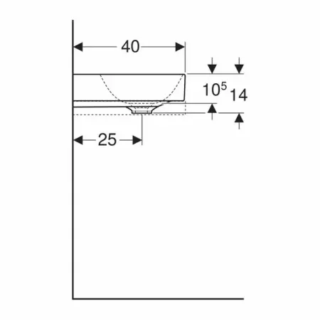 Lavoar pe blat Geberit One 50 cm alb KeraTect cu orificiu baterie [3]