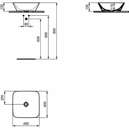 Lavoar pe blat Ideal Standard Connect Air 40x40 [2]