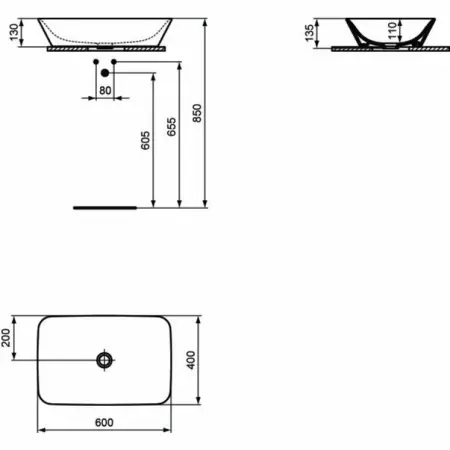 Lavoar pe blat Ideal Standard Connect Air 60x40 cm [2]