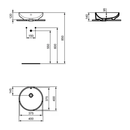 Lavoar pe blat Ideal Standard i.life B alb 40 cm [2]