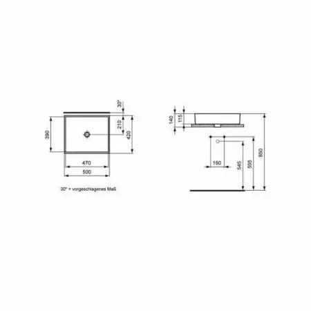 Lavoar pe blat Ideal Standard Strada 50x42 cm K077601 [2]