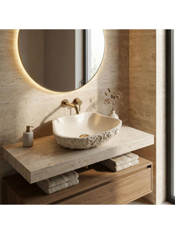 Obiecte Sanitare - Lavoar pe blat Isla Warm Beige