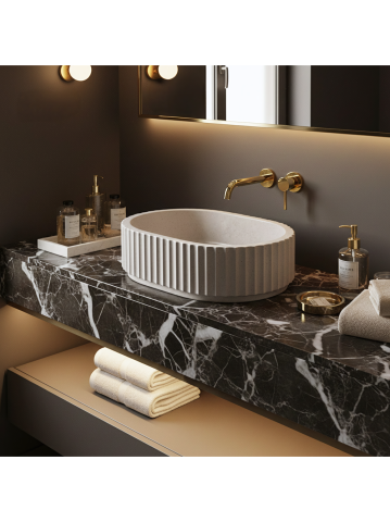 Obiecte Sanitare - Lavoar pe blat Margaret Bej