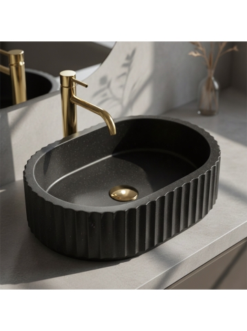 Obiecte Sanitare - Lavoar pe blat Margaret negru