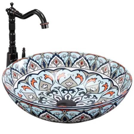Obiecte Sanitare - Lavoar pe blat Mexico Multicolor cu model, Rea