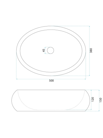 Lavoar pe blat Rea Mika Light Gri 500x380 mm piatră compozită mat oval [10]