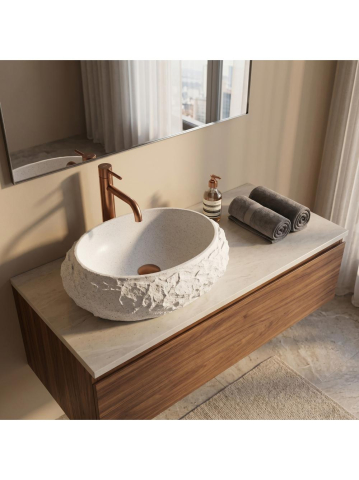 Obiecte Sanitare - Lavoar pe blat Rea Mika Light Gri 500x380 mm piatră compozită mat oval