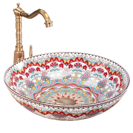Obiecte Sanitare - Lavoar pe blat Peru Multicolor cu model, Rea