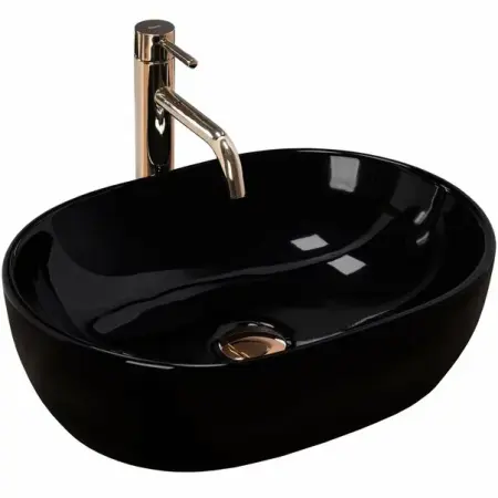 Obiecte Sanitare - Lavoar pe blat Rea Amelia Black 48 cm
