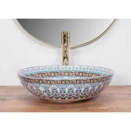 Lavoar pe blat Rea Arte cu motive florale 40 cm albastru/auriu [2]