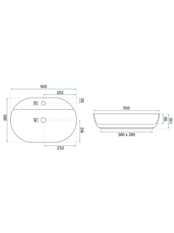 Lavoar pe blat REA Aura 51 Kashmir ceramica sanitara oval 505x385 mm finisaj lucios [3]