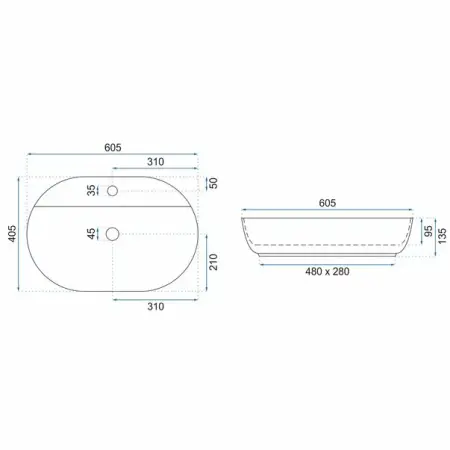 Lavoar pe blat Rea Aura 61 cm [2]