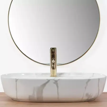 Lavoar pe blat Rea Aura oval finisaj alb marmura lucios 61 cm [5]