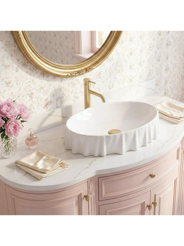 Obiecte Sanitare - Lavoar pe blat Rea Aurelia alb