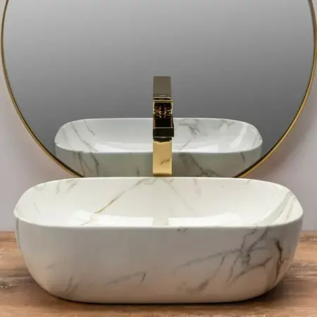 Lavoar pe blat Rea Belinda Aiax marmura alb 46 cm [4]
