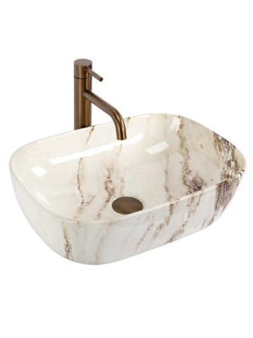 Obiecte Sanitare - Lavoar pe blat Rea Belinda Marrone Shiny