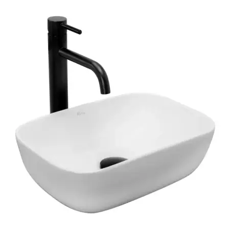 Lavoare pe blat - Lavoar pe blat Rea Belinda Mini dreptunghiular finisaj alb lucios 37 cm
