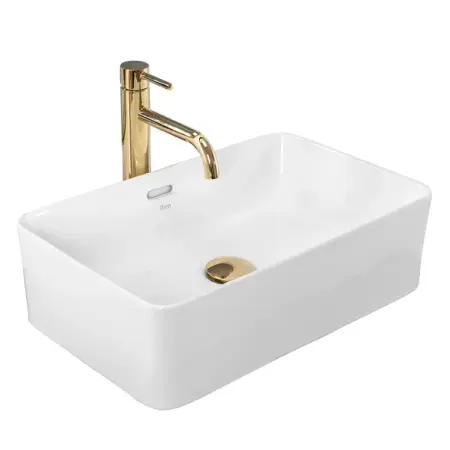 Obiecte Sanitare - Lavoar pe blat Rea Berta 48 cm alb lucios