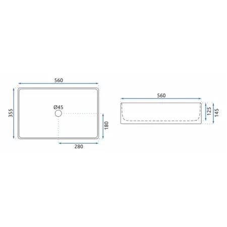 Lavoar pe blat Rea Berta 55 cm alb lucios [1]