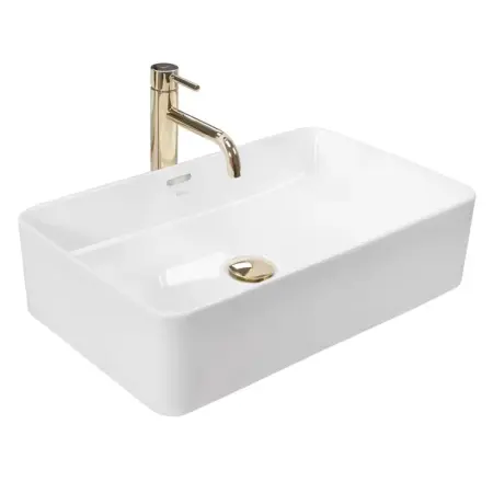Obiecte Sanitare - Lavoar pe blat Rea Berta 55 cm alb lucios