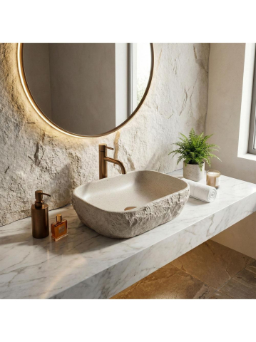 Obiecte Sanitare - Lavoar pe blat Rea Bianka