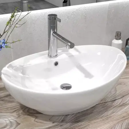 Lavoar pe blat Rea Cindy oval finisaj alb lucios 59 cm [1]