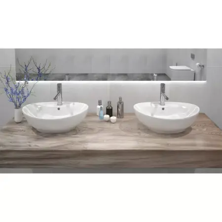 Lavoar pe blat Rea Cindy oval finisaj alb lucios 59 cm [2]