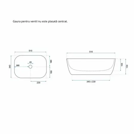 Lavoar pe blat Rea Claudia 51 cm [4]