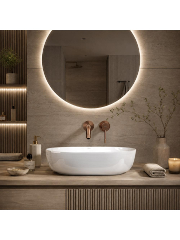 Lavoar ceramic pe blat Rea Cleo 50 alb lucios 500x350mm forma ovala [2]
