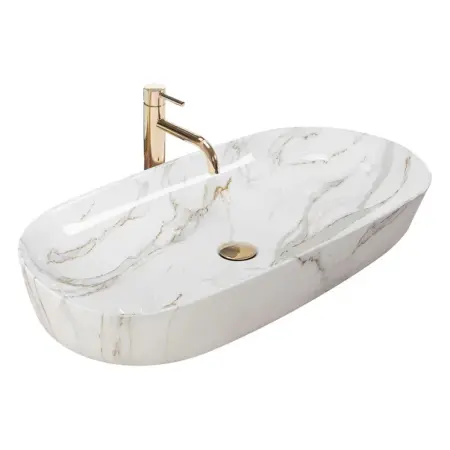 Obiecte Sanitare - Lavoar pe blat Rea Cleo 81 cm alb