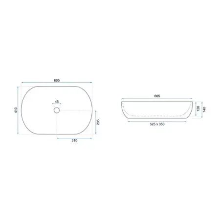 Lavoar pe blat Rea Cleo oval finisaj alb - auriu 60 cm [5]