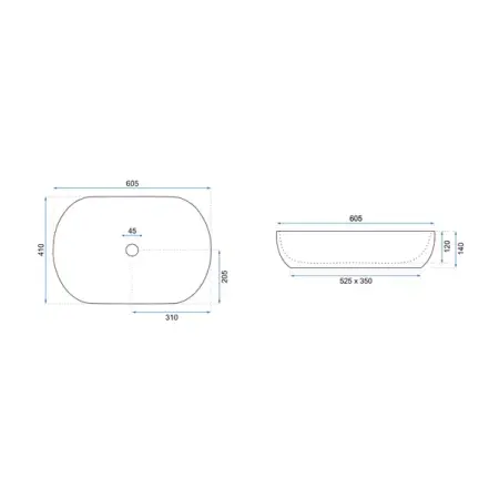 Lavoar pe blat Rea Cleo oval finisaj alb - negru 60 cm [5]