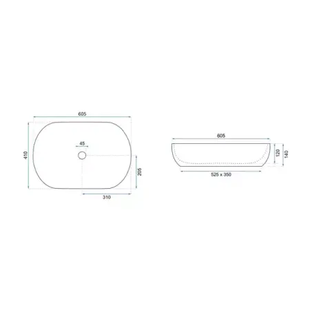 Lavoar pe blat Rea Cleo oval finisaj negru lucios 60 cm [5]