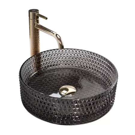 Lavoar pe blat Rea Cristal rotund finisaj sticla neagra 36 cm [1]