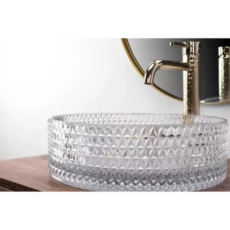 Lavoar pe blat Rea Cristal rotund finisaj sticla transparenta 36 cm [5]