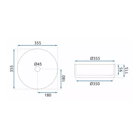 Lavoar pe blat Rea Cristal rotund finisaj sticla transparenta 36 cm [6]
