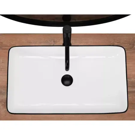 Lavoar pe blat Rea Denis dreptunghiular finisaj alb - negru 62 cm [3]