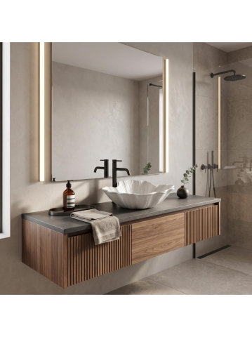 Lavoar pe blat Rea Flower alb mat imitatie piatra 475x400x170 mm piatra compozita [3]