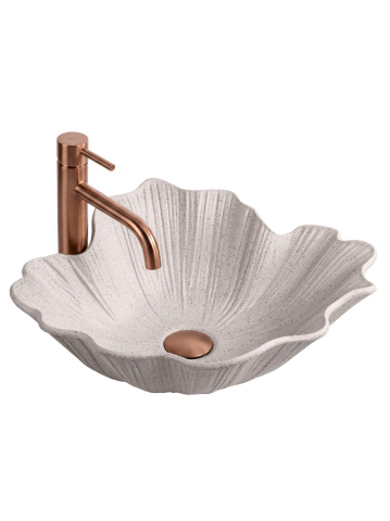 Lavoar pe blat Rea Flower Beige piatră compozită mat 475x400 mm formă neconvențională [1]