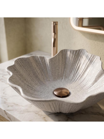Lavoar pe blat Rea Flower Gri piatră compozită mat 475x400x170 mm [2]