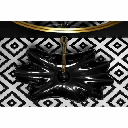 Lavoar pe blat Rea Infinity negru lucios 63 cm cu ventil Click-Clack [5]