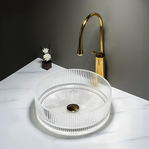 Obiecte Sanitare - Lavoar pe blat Rea Ingrid 36 Transparent