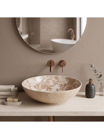 Lavoar pe blat Rea Juliana Brown finisaj mat rotund 400x400 mm ceramica sanitara [5]