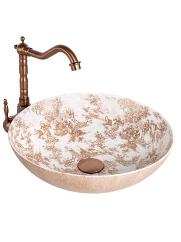 Lavoare - Lavoar pe blat Rea Juliana Brown finisaj mat rotund 400x400 mm ceramica sanitara